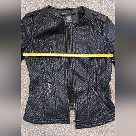 Blanc Noir Textured Faux Leather Jacket in Black - Picture 5 of 12